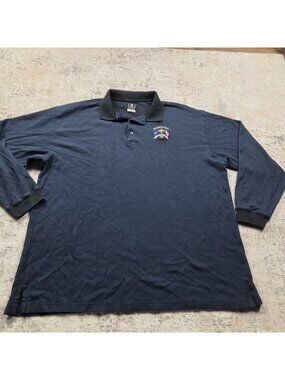 Antigua Ryder Cup Polo Shirt Mens 2XL Blue Waffle Knit Long Sleeve